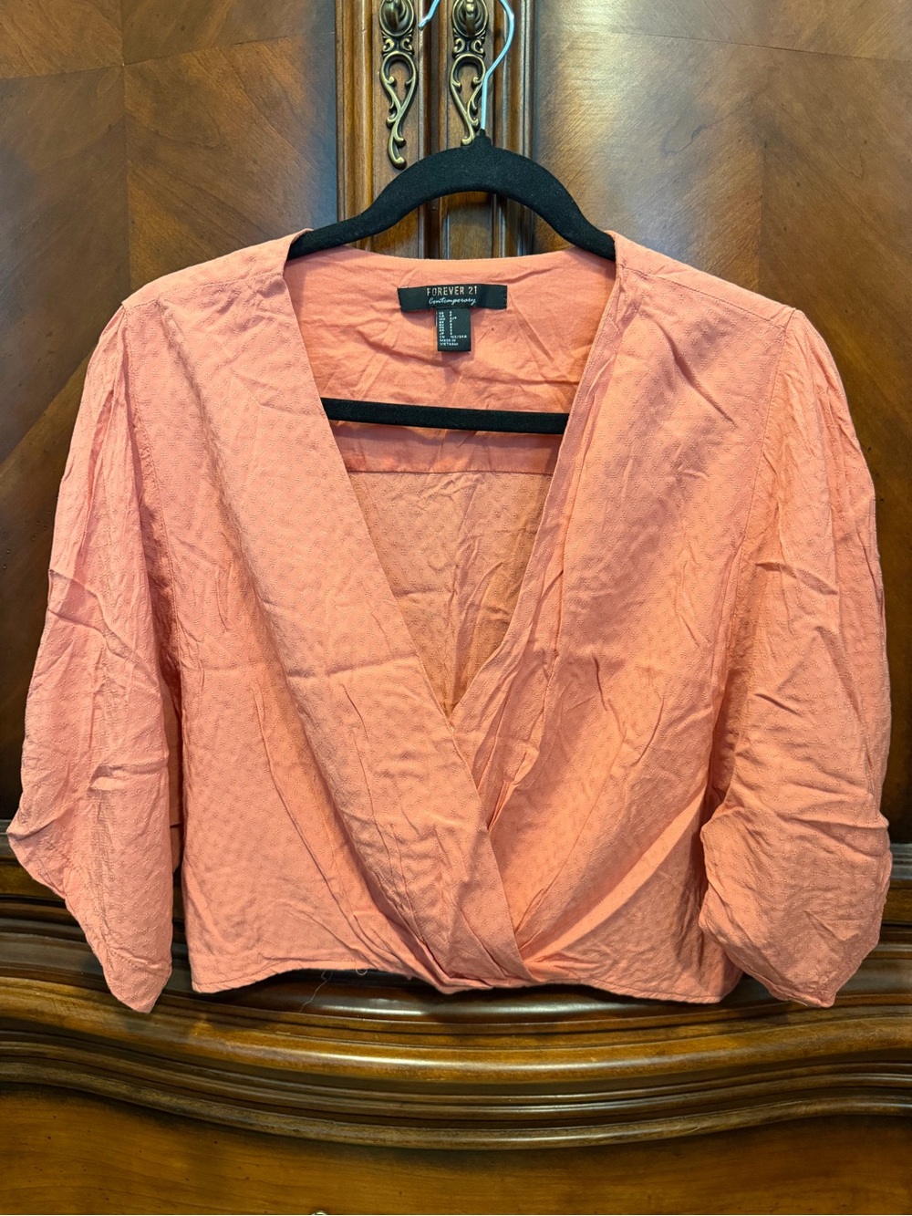 Forever 21 Peachy Coral Wrap-Front Blouse size small